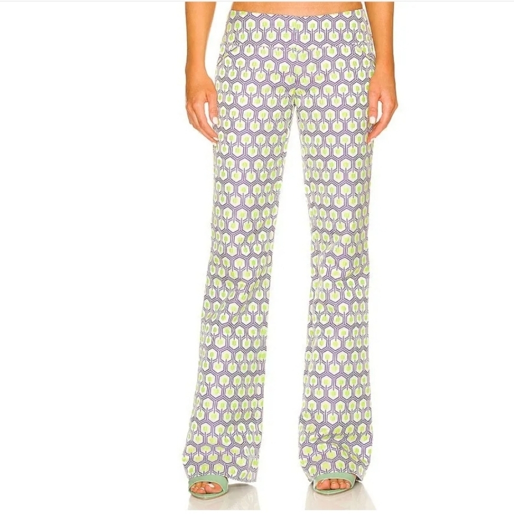 Ronny Kobo Mod Dot Vonda Flare Pant Purple Neon Green Size Small Like New!